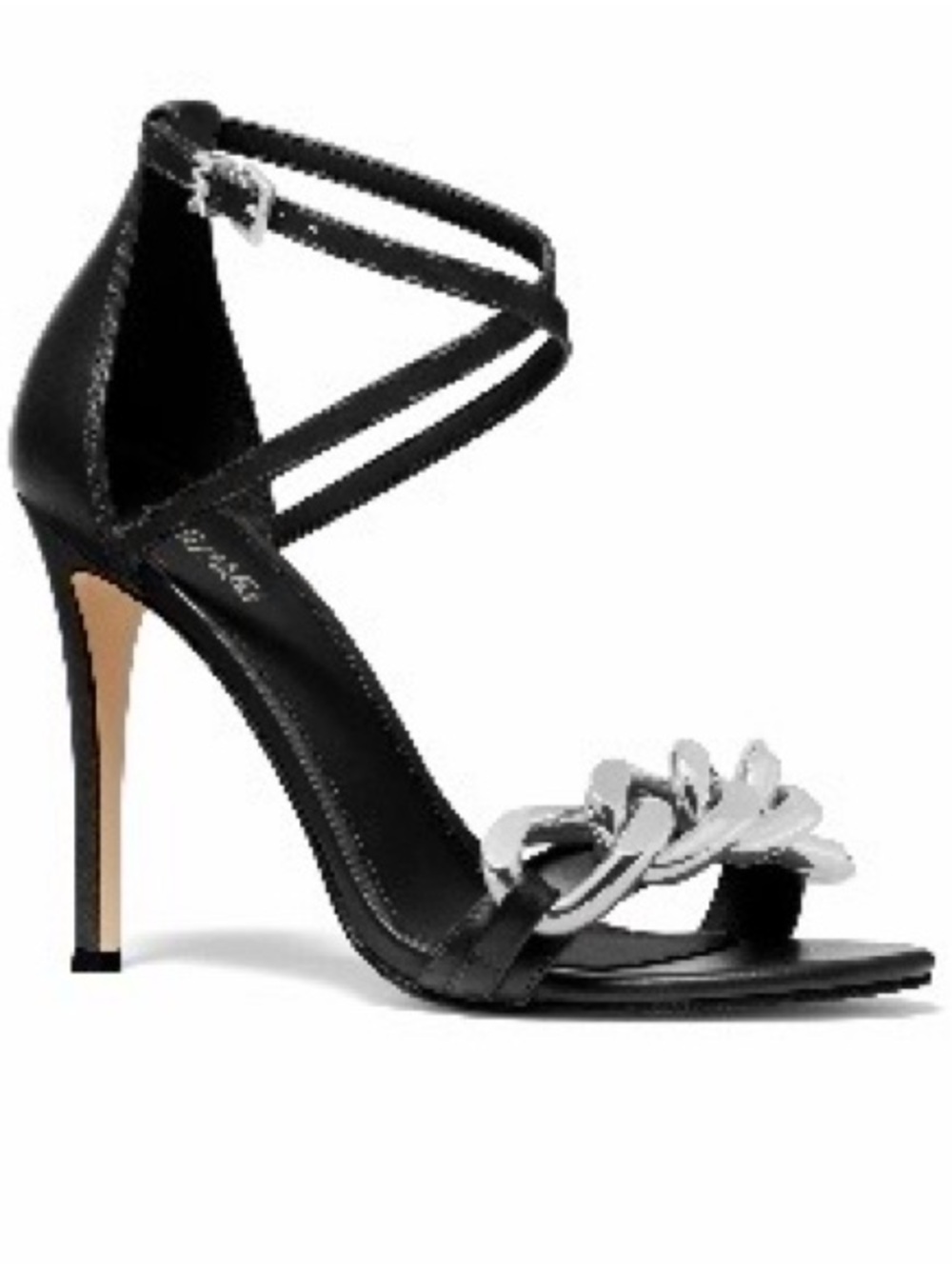 Michael Kors Black Heels with Silver Chain Accent